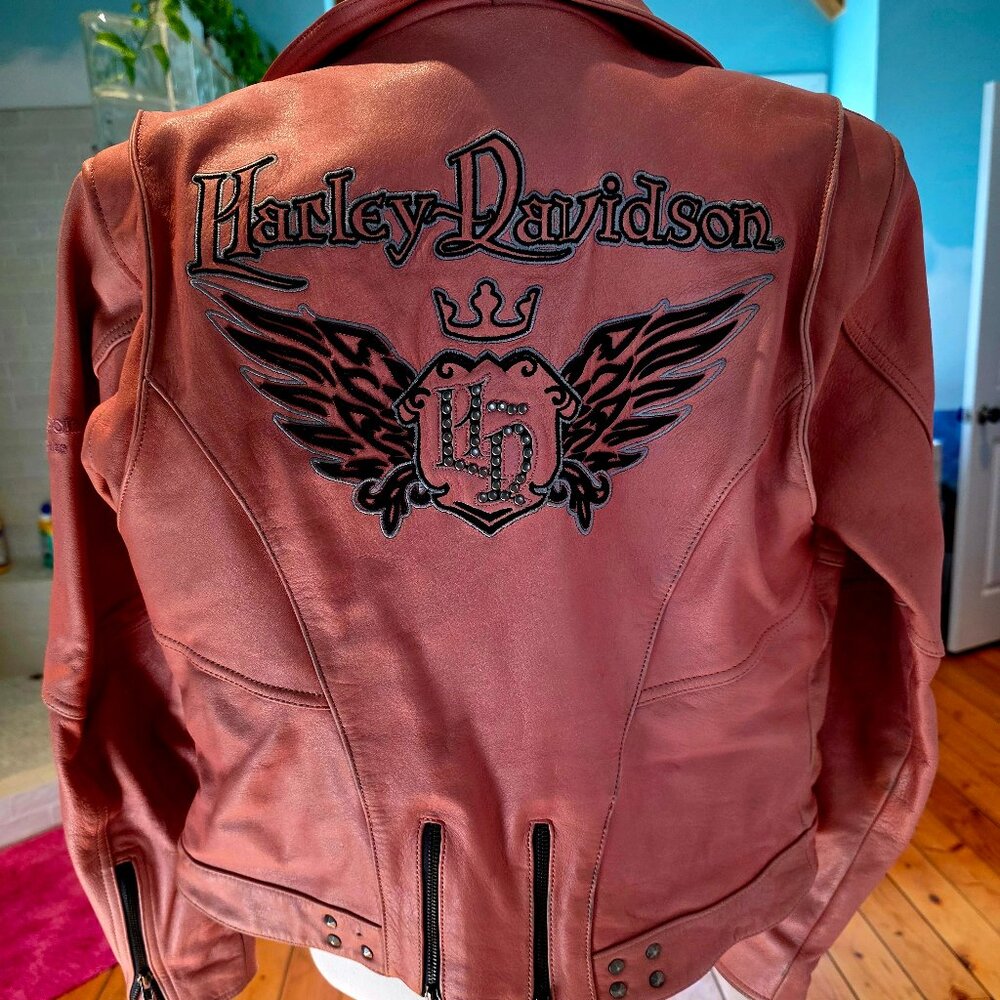 Harley Davidson 2007 Women Cycle Queen Pink Leather Jacket moto 97035-08VW Large